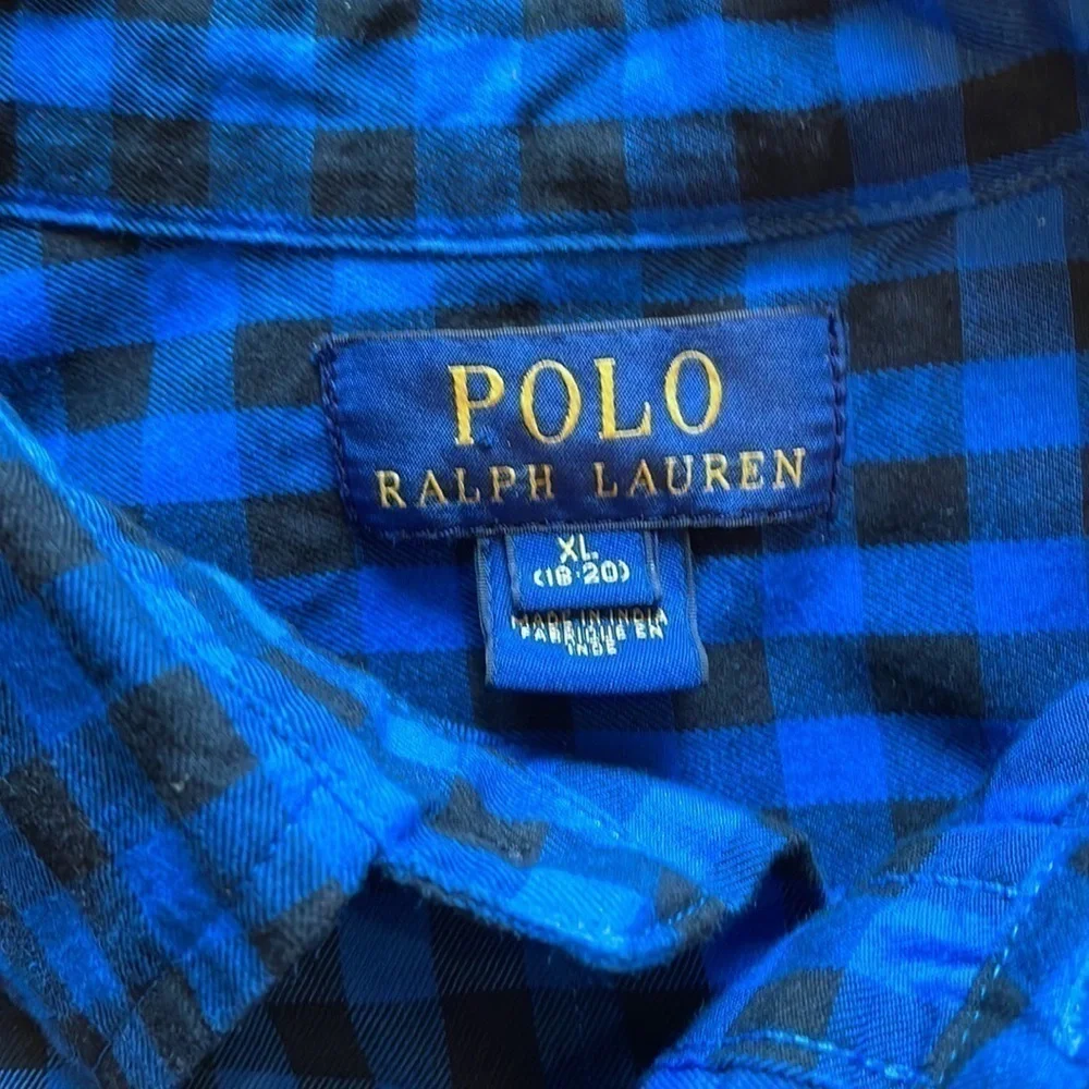 Polo Ralph Lauren Boys XL Blue and Black Long Sleeve Shirt